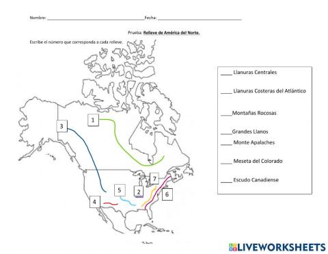 Relieves de America del Norte