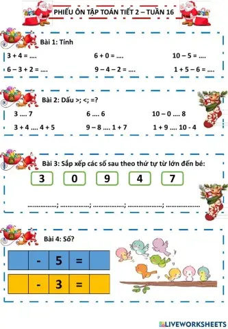 Phiếu ôn tập Toán cuối kì 1