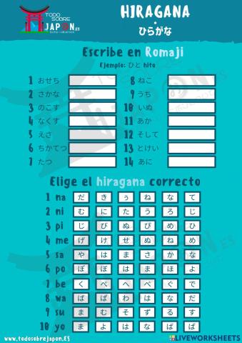 Vocabulario japonés - Japanese hiragana vocabulary