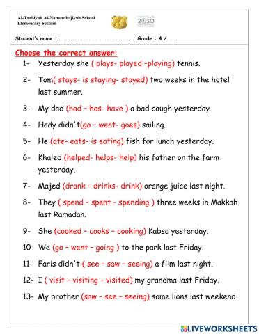 Past simple tense