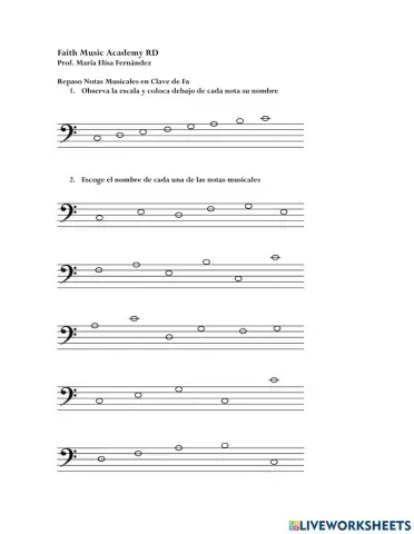 Notas en Clave de Fa