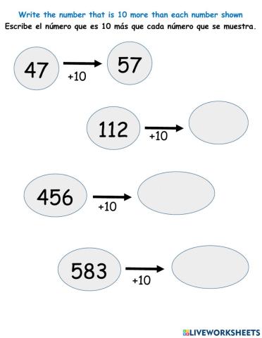 10 more and 100 more