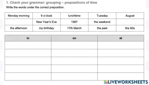 Prepositions of time