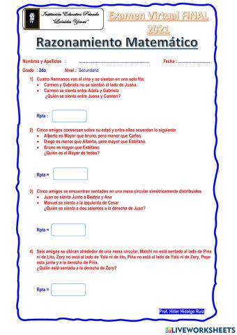 Razonamiento Matemático Secundaria