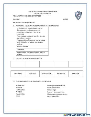 Nutrición de los vertebrados