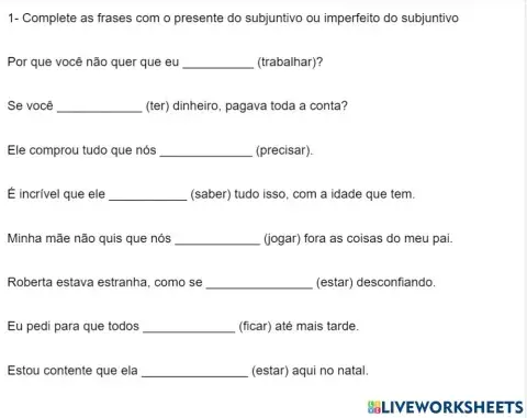 Presente x Imperfeito do Subjuntivo