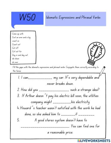 Idiomatic Expressions and Phrasal Verbs Week 50
