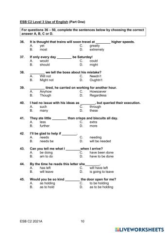 ESB C2 2021A USE OF ENGLISH