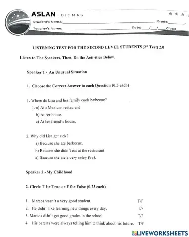 2nd level - FInal Listening test