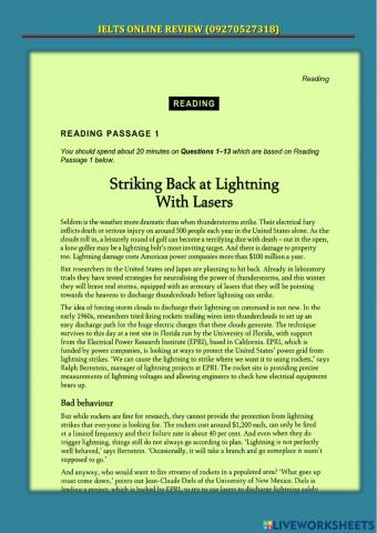 IELTS Reading 10-18 Section 1