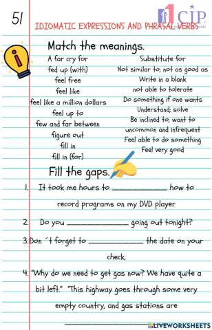 Idiomatic Expressions and Phrasal Verbs W51