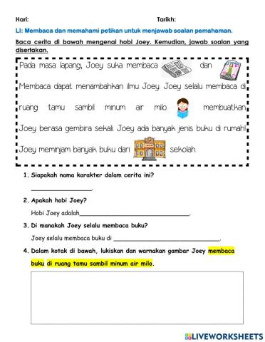 Hobi - bacaan dan pemahaman