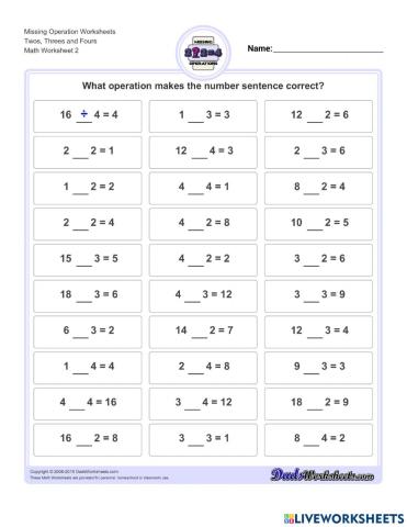 Math Missing Operations