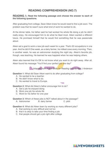 Grammar - reading comprehension 3