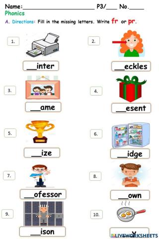 Fr and pr consonant blends