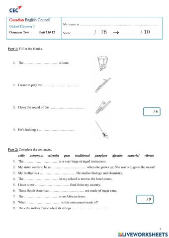 Oxford discover 3 - unit 11&12