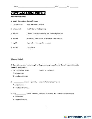 Review Exercises Unit 7-8