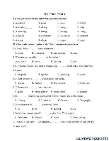 1st term test- grade 6