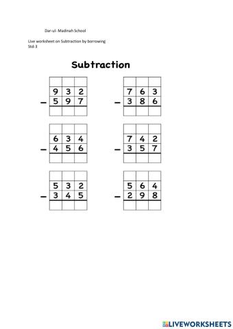 Subtraction by borrowing