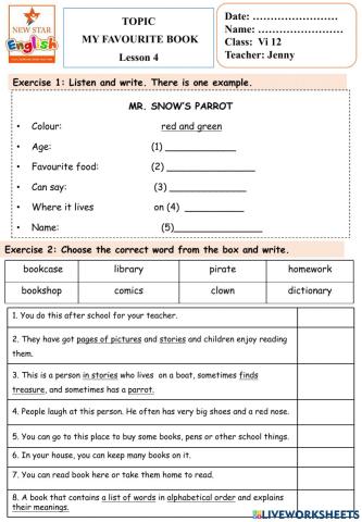 Vi 12- My favourite book- lesson 4