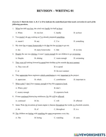 Revision - Writing 01