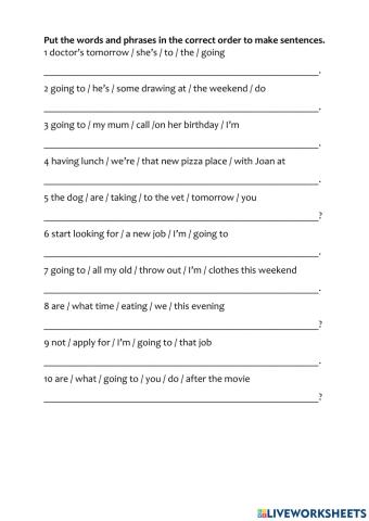 FUTURE: be going to - present continuous