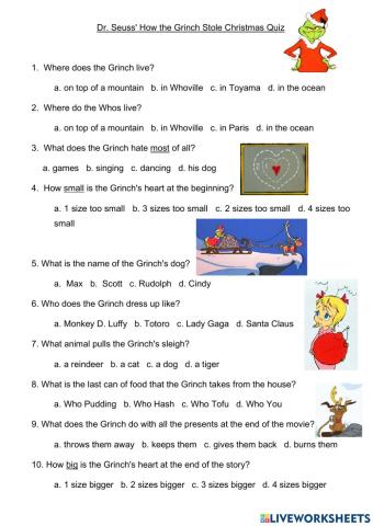 The grinch - multiple choice