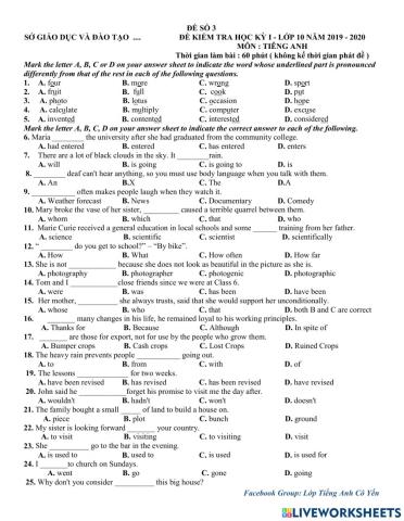 Y10 Review for final term 1 - Số 3