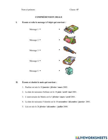 Compréhension Orale 4P n