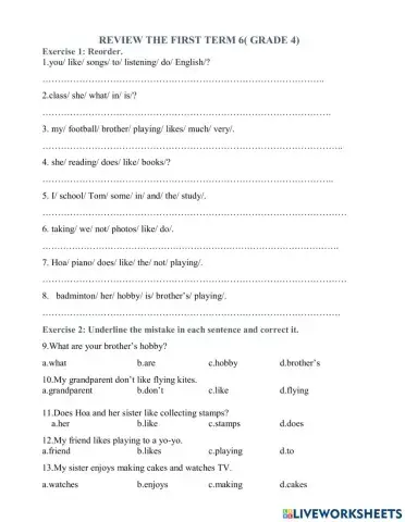 Review the first term 6( grade 4)