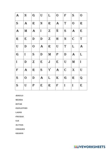Sopa letras matemáticas