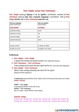 Past Simple versus Past Continuous