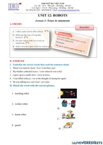 Unit 12 : Grade 6 : Robots