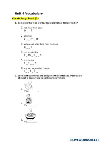 Vocabulary - Food - Revision