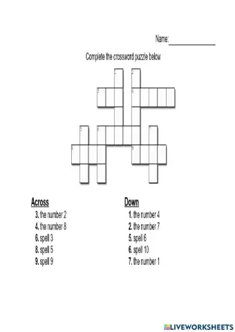 Number Names one to ten