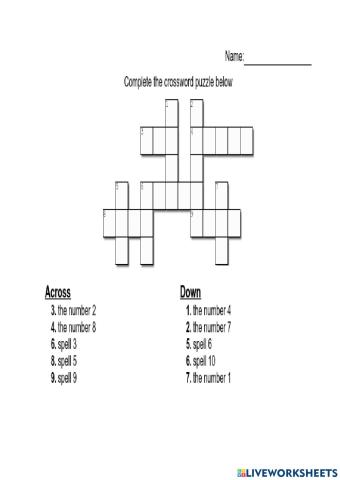 Number Names one to ten