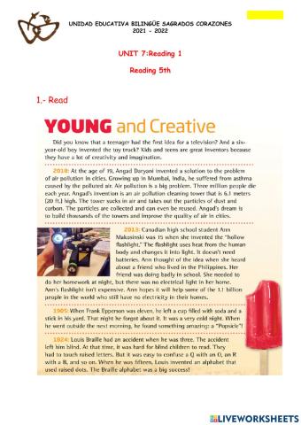 Reading 4th Young and Create