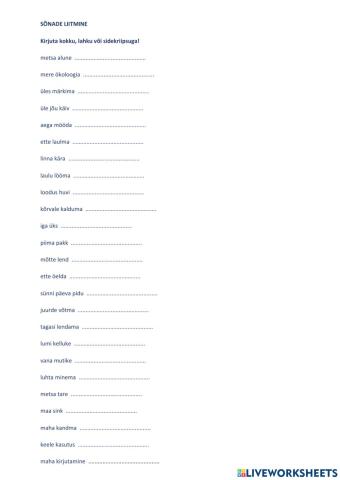 Kokku- ja lahkukirjutamine, 9. klass