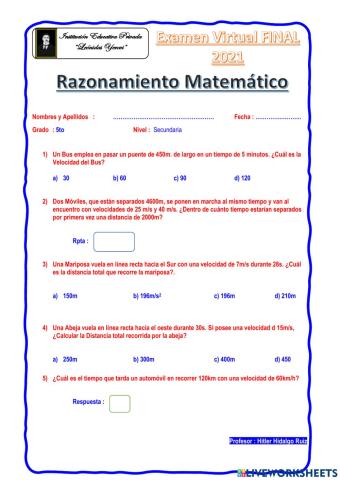 Razonamiento Matemático 5to Secundaria