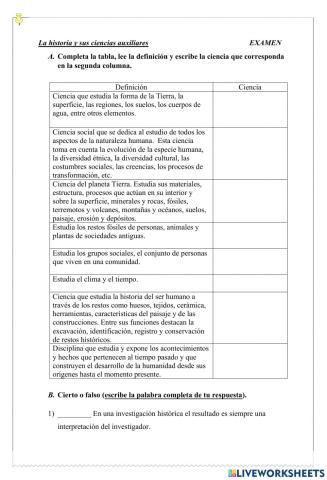 La historia y sus ciencias auxiliares