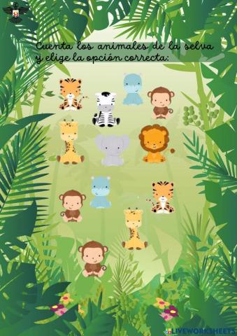 Cuenta los animales de la selva.