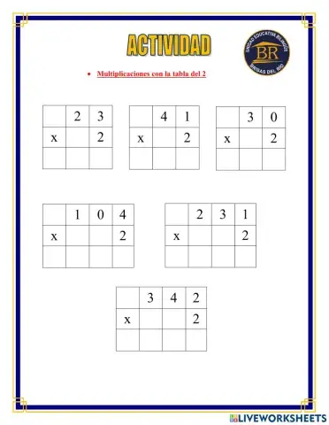 Multiplicaciones tabla del 2