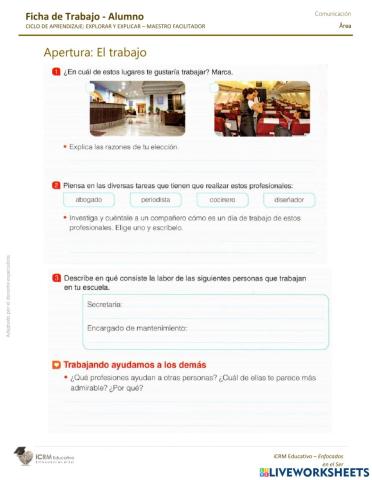 Apertura: El trabajo