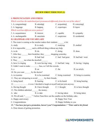 Review 1st Term Test-1