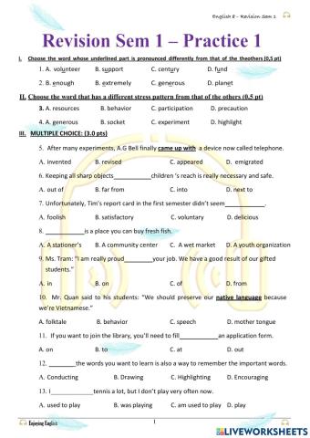 8 - Revision Sem 1 - Practice 1