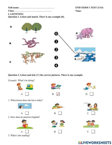 End of test1  English 5