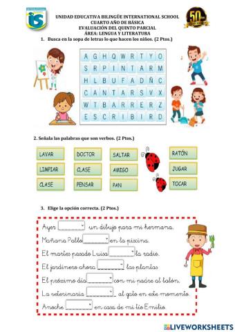 Evaluación quinto parcial