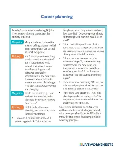 Lessons 13–14 Career planning