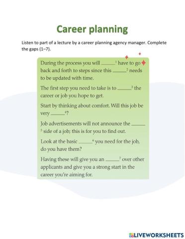 Lessons 13–14 Career planning
