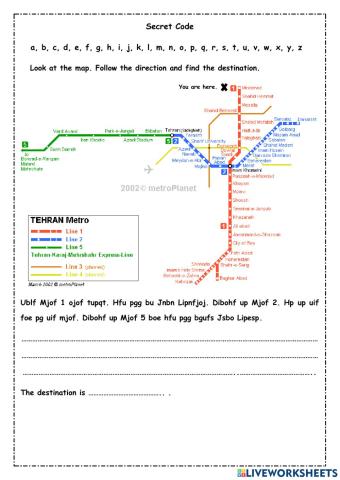 Giving directions secret code worksheet